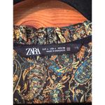 ZARA  Baby Doll Mini Boho Dress metallic accents festival L paisley Wimsigoth Photo 5