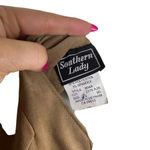 Southern Lady Women's Large Tan Faux Suede Embroidered Long Sleeve Open Jacket Photo 2