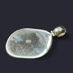 Artisan  950 Sterling Silver Mother of Pearl Asymmetrical Pendant Necklace Photo 6