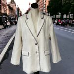 NWT CALLIGRAPHIE Tweed Textured Contrast Stitch Blazer Ivory Black XL Photo 4