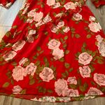 ZARA  Red Floral Ruffle Maxi Dress Size S Photo 7