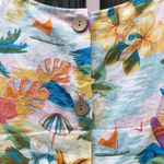 C&C California  100% Linen Back Button Sleeveless Shirt Tropical Palm Print XS Photo 5