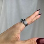 Source Unknown 3 Boho Rings Set Silver Leaves Gold Black Stripes Turquoise Howlite 5.5, 6, 6.5 Photo 7