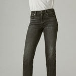 Lucky Brand  High Rise Zoe Straight Jeans in Nopah Fray Faded Black Acid Wash | 8 Photo 0