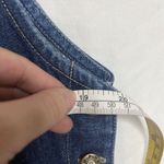 M.P.H. Blues Denim Dress M Sleeveless Floral Embroidery Side Button Front Pocket Blue Size M Photo 6