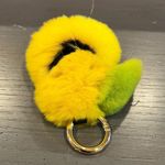Faux Mink Fur Yellow Pear Smiley Face Keychain Bag Charm Photo 3