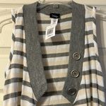 NWT Vintage Vanity Grey, Beige, & White Striped Sleeveless Cardigan Small Size undefined Photo 1