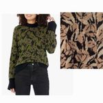 Joie  Flower Women’s Black & Tan Wool Crewneck Sweater Size Small Photo 1