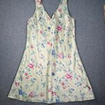 Intimate Essentials Vintage 90's Satin Slip Gown Women's Medium Yellow Floral Photo 7