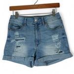 Wax Jean  Shorts Womens M (27x2.5) Blue Stretch DIstressed Booty Hot Pants Photo 0