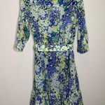 Talbots NWOT Sz 8 Floral Cotton Shirt Dress A Line Ruffled Blue Green Yellow Photo 6