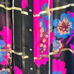 Etro Sheer Floral Blouse Black Pink Gold Long Sleeve Size 48 Made‎ in Italy Photo 3