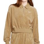 Nike Woman’s Rib Velour Quarter Zip Crop Pullover Photo 1