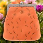 Versace AUTHENTIC Vintage Orange Floral Embroider Jewel Clutch Special Occasion Photo 1