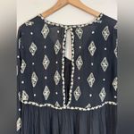 Free People Black Cream Embroidered Diamond Tunic Top Blouse Mini Dress size XS Photo 13