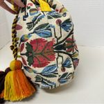 Multi Color Floral Tapestry Bucket Bag Yellow Orange Tassel Boho Crossbody Purse Photo 5