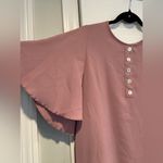 Zenana Outfitters Premium Size S Dusty Pink Batwing Sleeve Pullover Blouse Pearl Buttons Photo 1