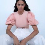 ZARA Pink Puff Sleeve Sweater Top Photo 2