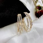 14K Gold Plated CZ Diamond Open Hoop Earrings for Women Photo 1