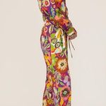 Le Superbe Lotus Land Floral Print Long Sleeve Jumpsuit Size 12 Purple Photo 1