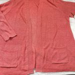 Talbots Open Front Cardigan Sweater Womens Plus Size 2X 100% Linen Pockets Coral Photo 6