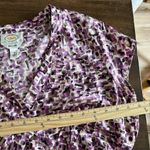Talbots Vintage  Silk Blouse Size 16 Purple  Geo Abstract Print V-Neck Cap Sleeve Photo 5