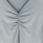 Tart  Light Blue Soft‎ Stretch Modal Ruched V-Neck Long Sleeve Cropped Blouse L Photo 2