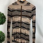 Custo Barcelona  Brown & Black Long Sleeve Striped Mock Turtleneck Top XS Photo 0