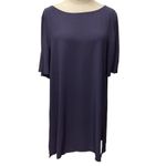 Eileen Fisher Women's Tencel Knit Hi-Low Tunic Dress Navy Blue Slit Sleeve Sz M Photo 1