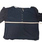 Free People  Light Magic Womens Sweater Medium Cotton Henley Puff Sleeve Boho Photo 7