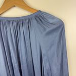 Ramy Brook  Blake Blouse Medium Steel Blue Chevron Pleated Ethereal Peasant Flowy Photo 3