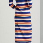 Ralph Lauren  Womens Blue Striped 3/4 Sleeve Tea-Length Shift Dress Plus XXL Photo 0