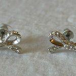 Kate Spade : “Skinny Mini” Pave Bow Stud Earrings- Silver Tone Photo 0