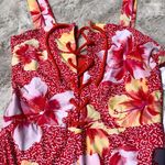 ONIA  Floral One Piece Swimsuit Hibiscus Flowers Tie Front L Photo 2