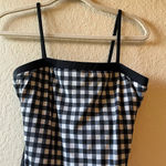 swimsuit one piece plaid gingham cottagecore beach vacation costal grandma slim Black Size 12 Photo 1