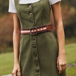 Urban Outfitters  Green Denim Dress Mini Fall Army Olive Button Front 4 Photo 0