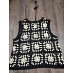 Adiva Black Cream Crochet Top Vest Blouse Sleeveless Size Large Photo 1