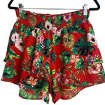 Urban Rebel Women's Colorful Tropical Floral Layered Tiered Shorts Size M NWOT Red Size M Photo 0