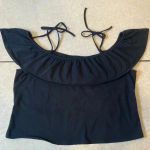 Who What Wear  Black‎ Off Shoulder Ruffle Shoulder Ties Tank Top Size XXL Photo 1
