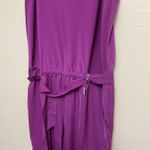 Ralph Lauren Lauren ‎ Women Purple Satin Tie Waist Cargo Pockets Jumpsuit Size 12 Photo 6