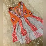 Free People Dream Darlin orange floral print v-neck halter tank top women’s L Photo 2