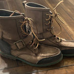 Ralph Lauren Polo Woolton Hiker Boots Women 7.5 Leather Buckle Lace Up Brown Photo 0