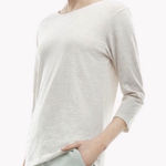 Theory  Maas Nebulous White Peruvian Cotton 3/4 Sleeve Tee, Womens Medium Photo 0