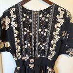 Blue V Neck Empire Waist
Flower Long Dress with Double
Slits Photo 4