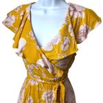 Free People  French Quarter Yellow Floral Print Wrap Dress Cottagecore Fairy S Photo 3