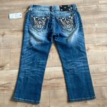 Miss Me NWT  Cuffed Capri Jeans Jeweled Sz 27 Photo 0