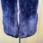 A New Day women S open front sleeveless faux fur vest navy blue Photo 2