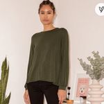 Lulus NWT Spin Around Olive Green Long Sleeve Twist-Back Top Photo 3