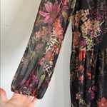 Floral Long Sleeve Mock Neck Dress Black Size 2 Photo 2