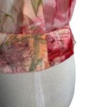 Carlisle  Silk Top Women Size 10 Pink‎ Sheer Floral Cowl Neck Fairy Old Money Photo 3